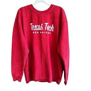 Three Squares Texas Tech Red Raiders Women's XL Red Corded Crew Sweatshirt